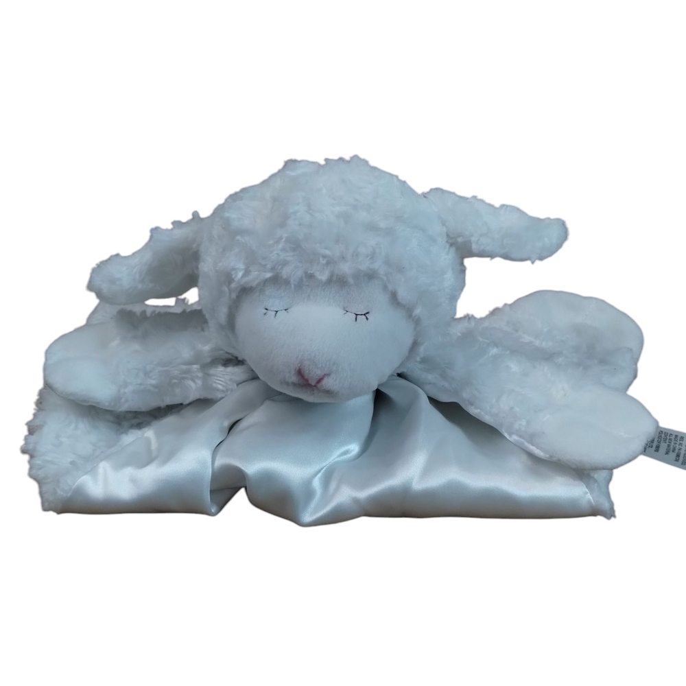BABY Lamb GUND Winky Huggy Buddy Lovey Security White Satin Soft Furry Plush